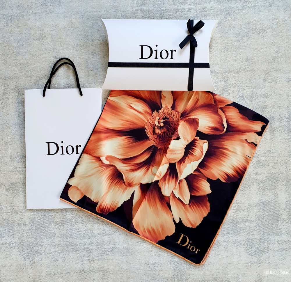 Платок Christian Dior шелк черный цветок