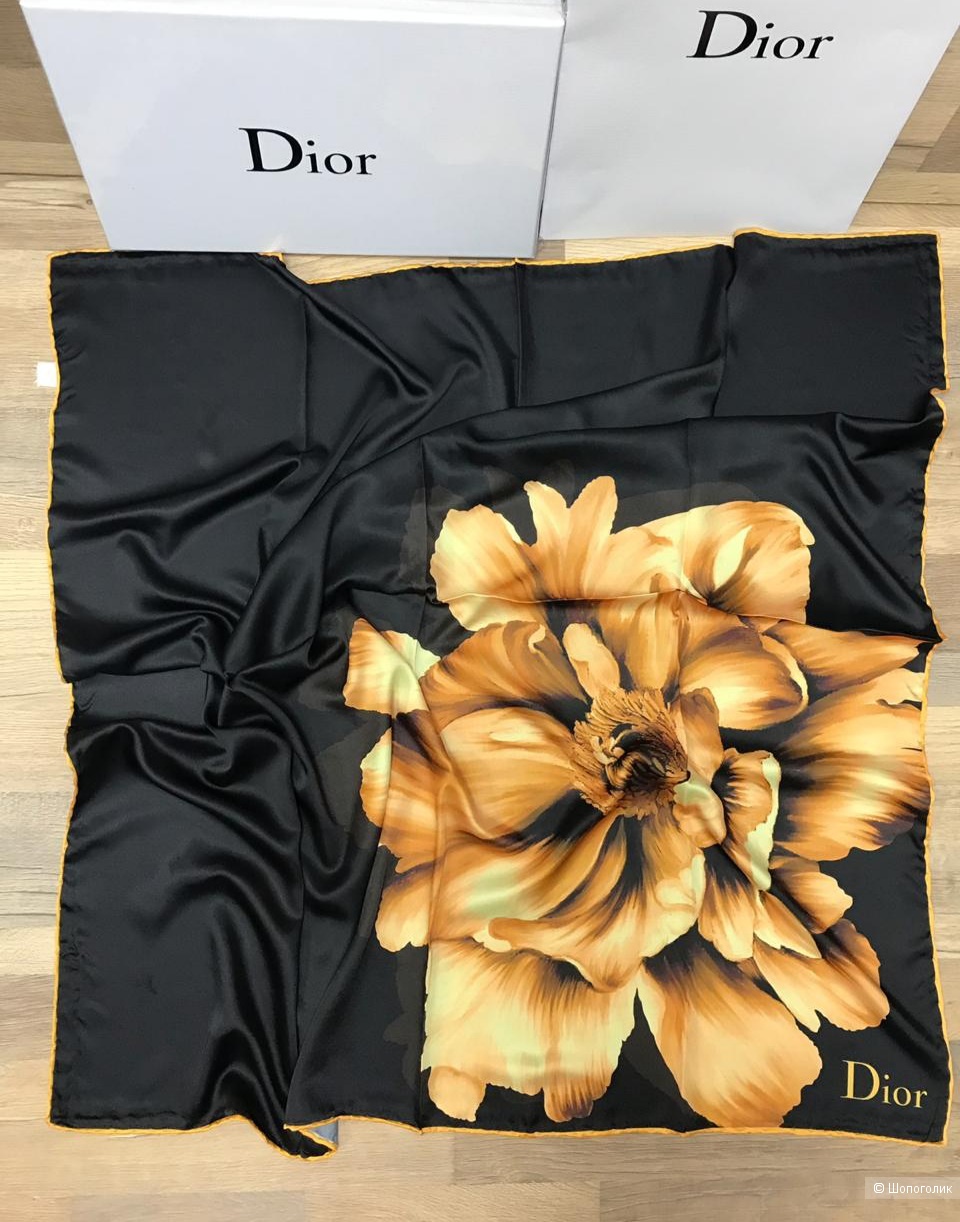 Платок Christian Dior шелк черный цветок