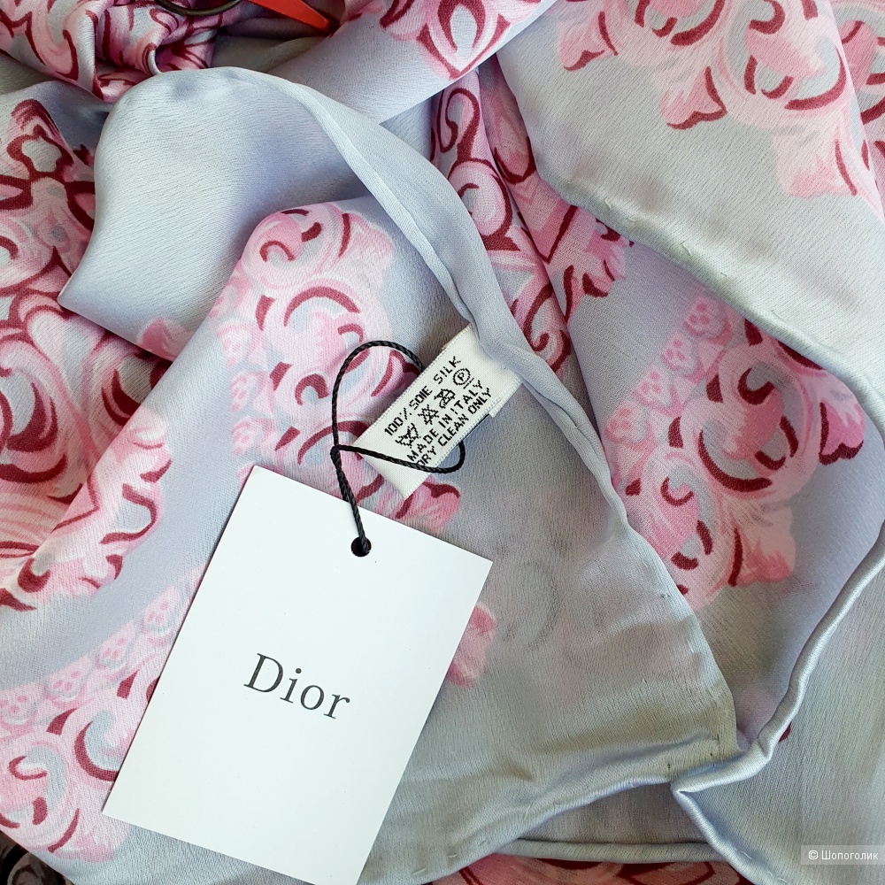 Платок Christian Dior шелк серый