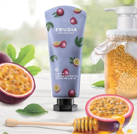 Тонизирующий гель-скраб для душа с маракуйей Frudia My Orchard Passion Fruit Scrub Body Wash