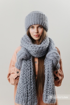 Зимний комплект вязаный (шапка, шарф, перчатки) LOLA.ME