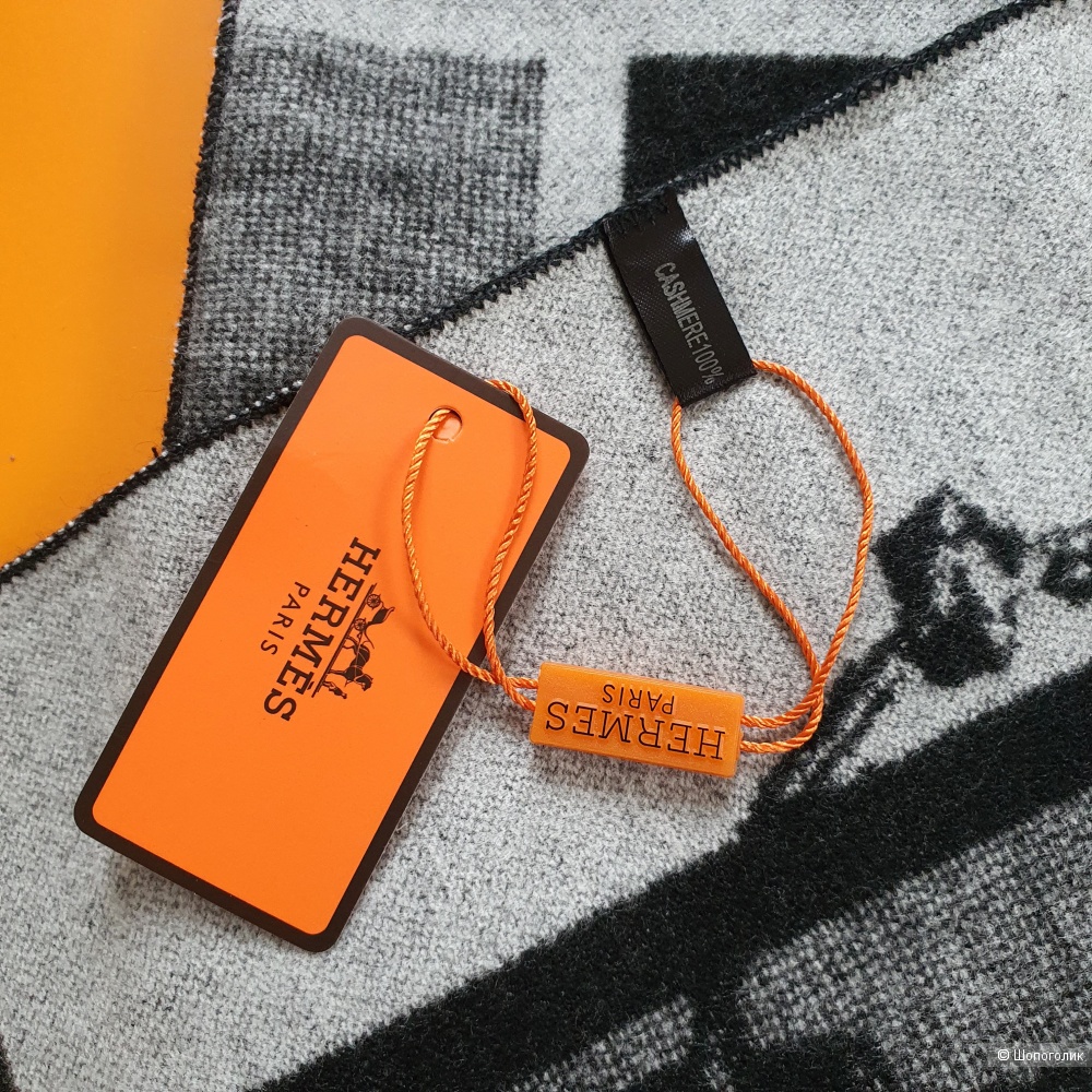Мужской шарф Hermes кашемир черный принт лошадь