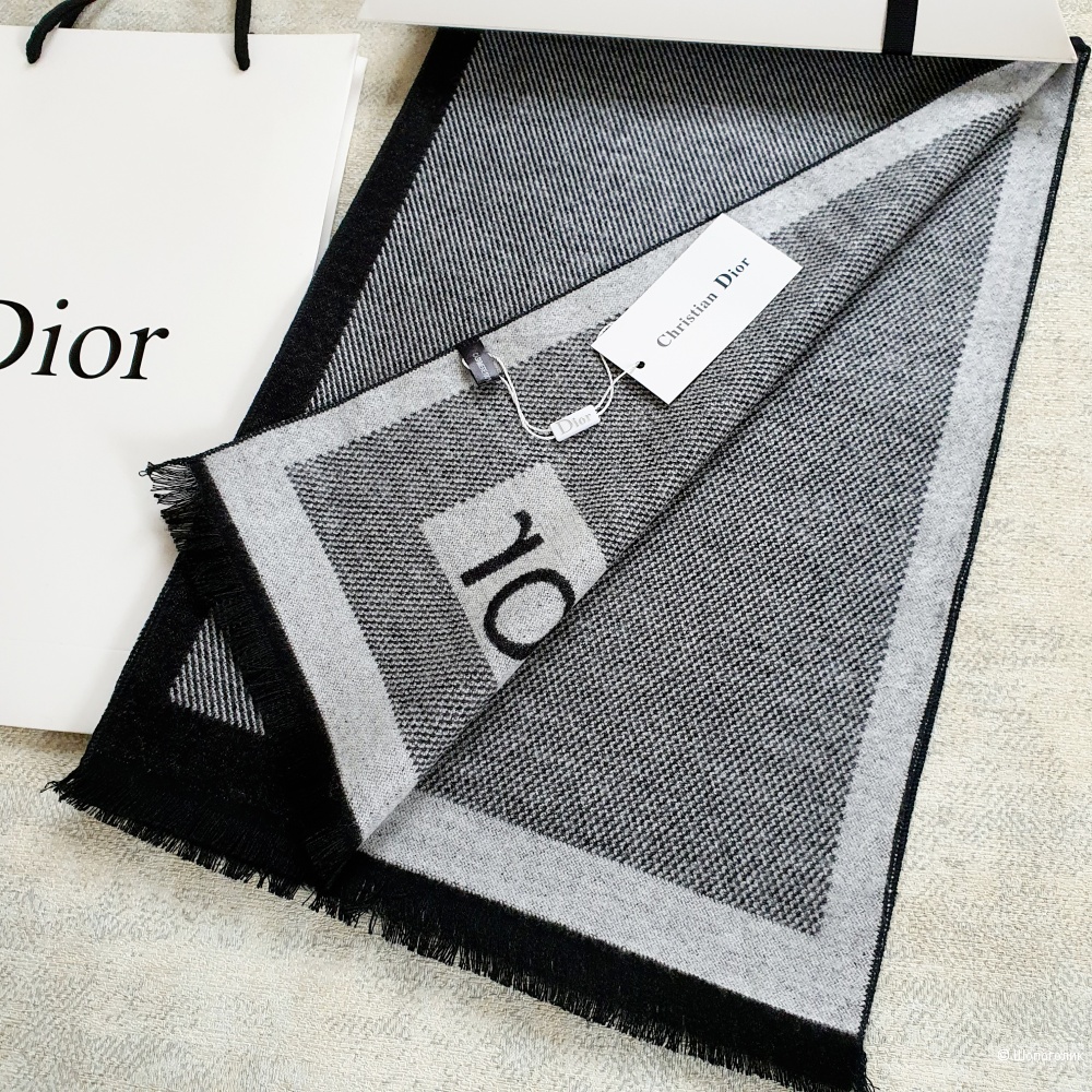 Мужской шарф Dior кашемир черно-серый