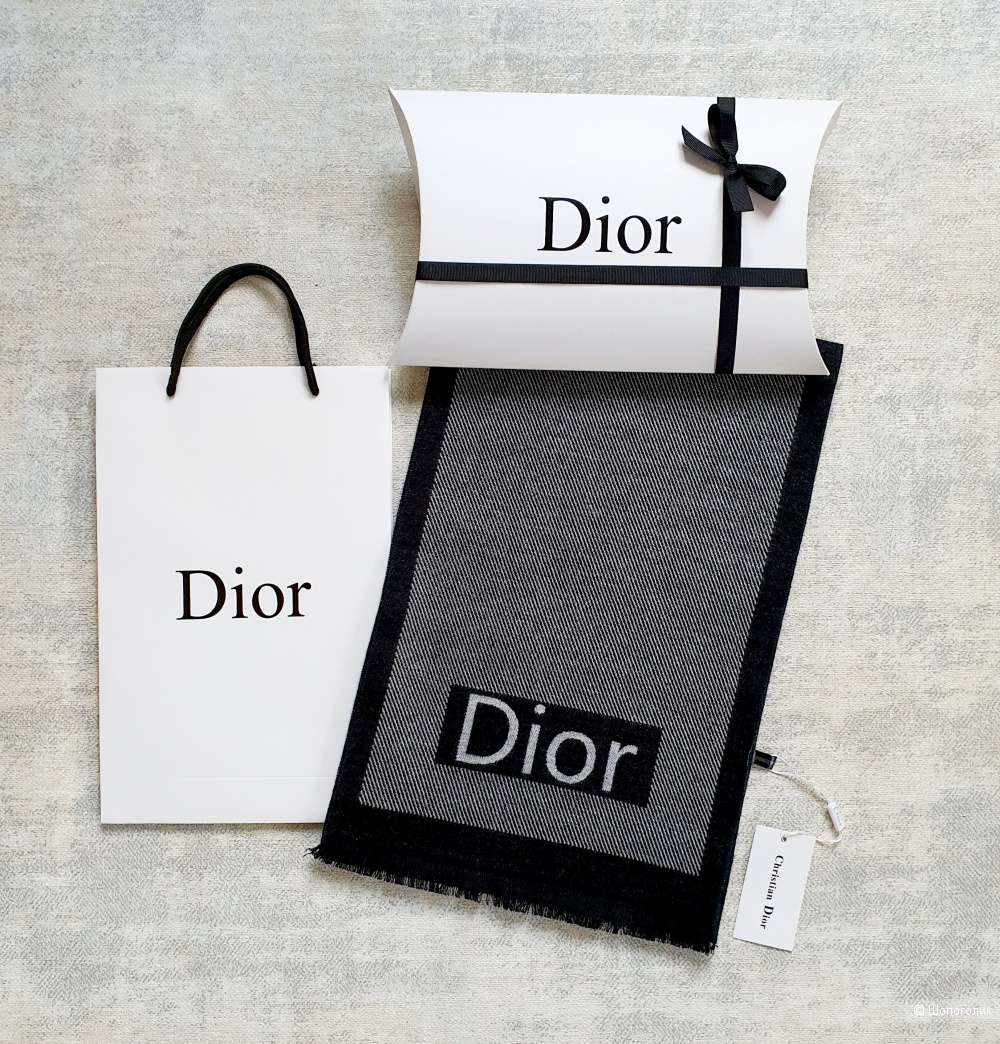 Мужской шарф Dior кашемир черно-серый