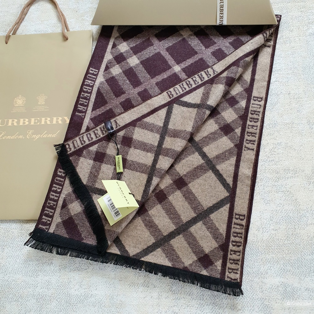 Мужской шарф Burberry кашемир коричневый