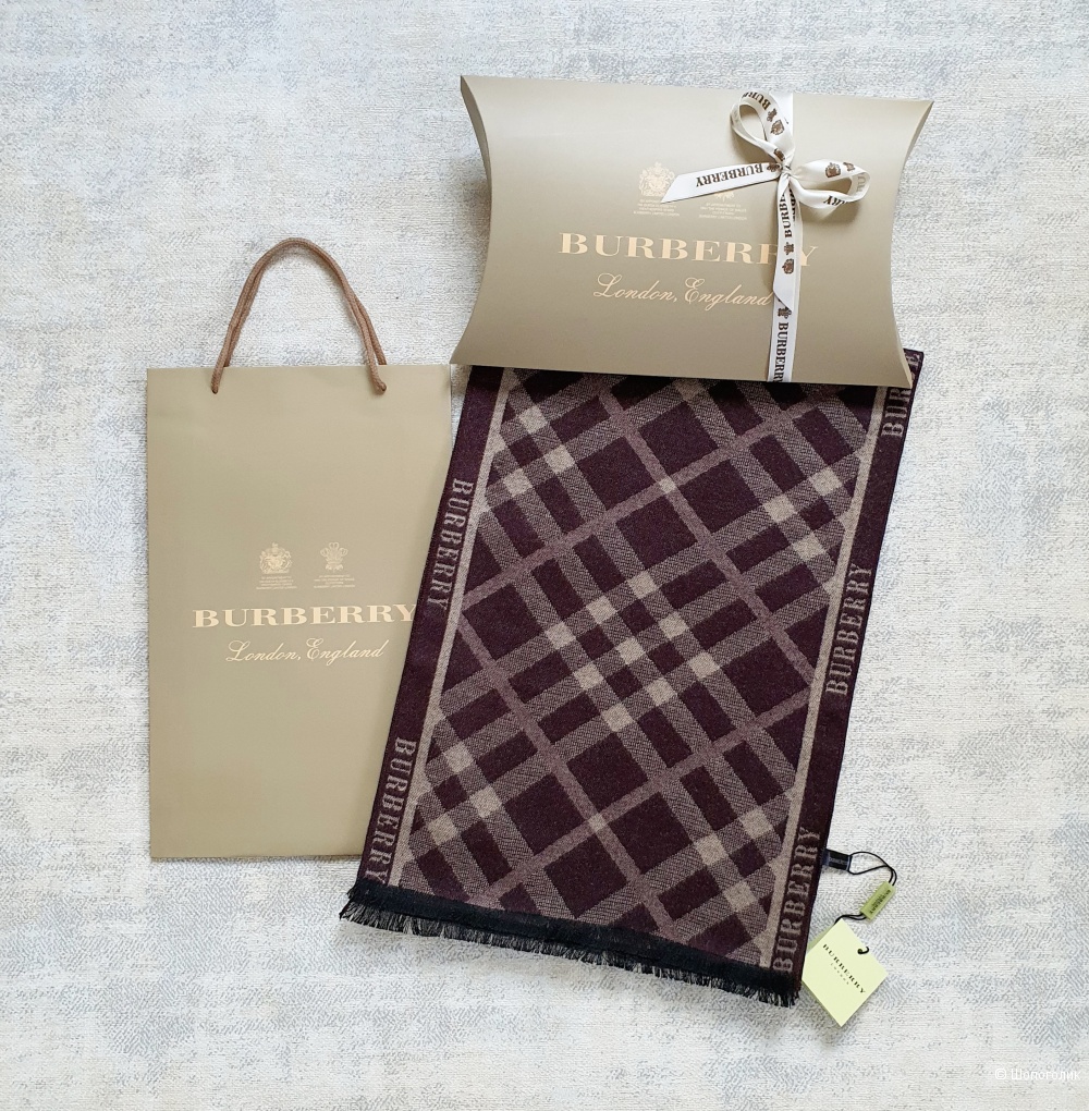 Мужской шарф Burberry кашемир коричневый
