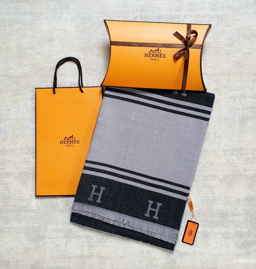 Палантин Hermes шерсть графит