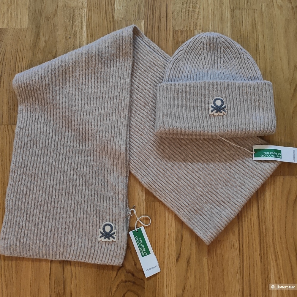 Комплект шапка + шарф Benetton, one size