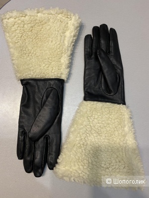Кожаные перчатки с меховой отделкой Asos, размер S-M