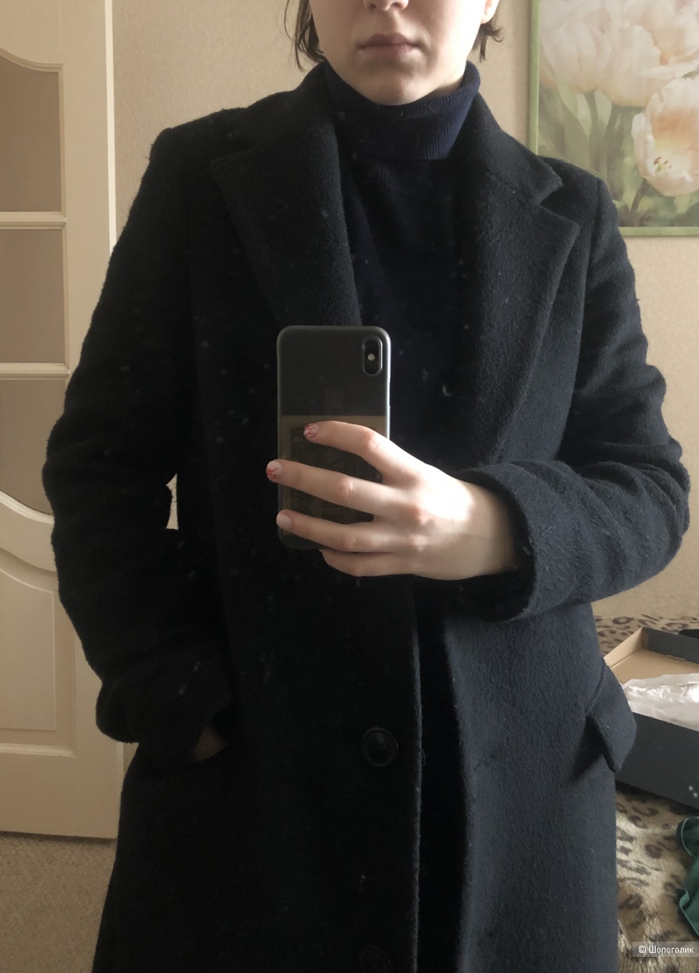 Чёрное пальто 8 by Yoox размер S-M