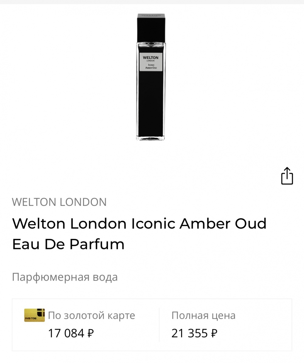 Парфюмерная вода Welton London Iconic Amber Oud (Франция)