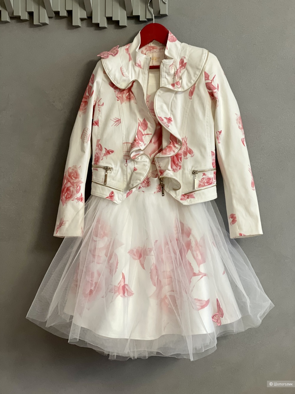 Комплект: юбка, майка, куртка для девочки, размер  9-10 лет (140 см)