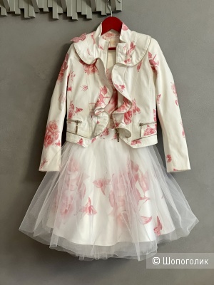 Комплект: юбка, майка, куртка для девочки, размер  9-10 лет (140 см)