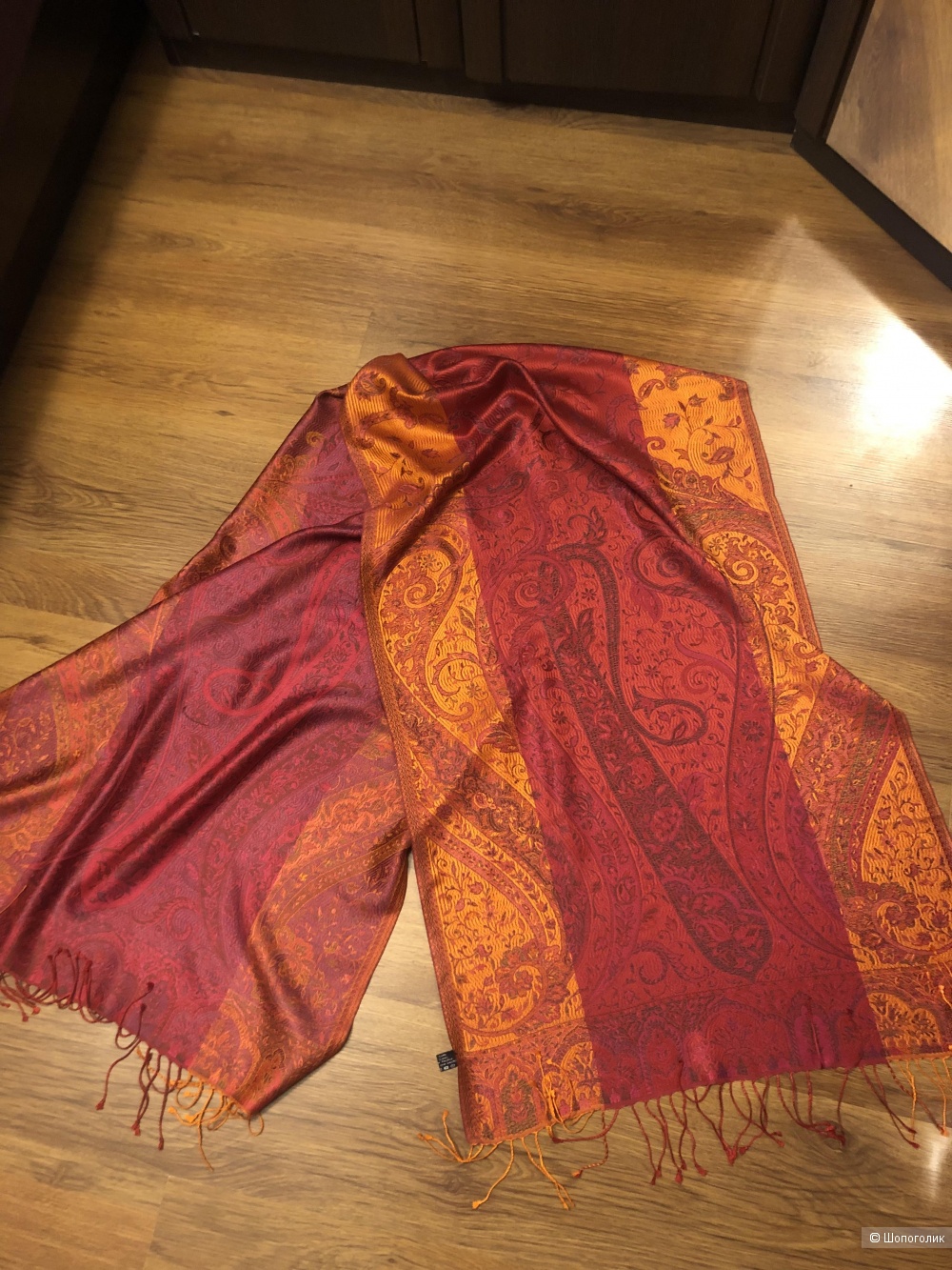 Шелковый Палантин платок, 53 см. x 178 см.