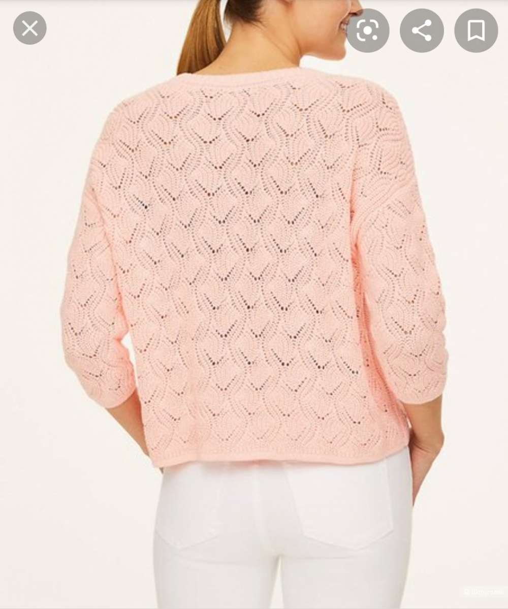 Розовый вязаный свитер короткий XS
