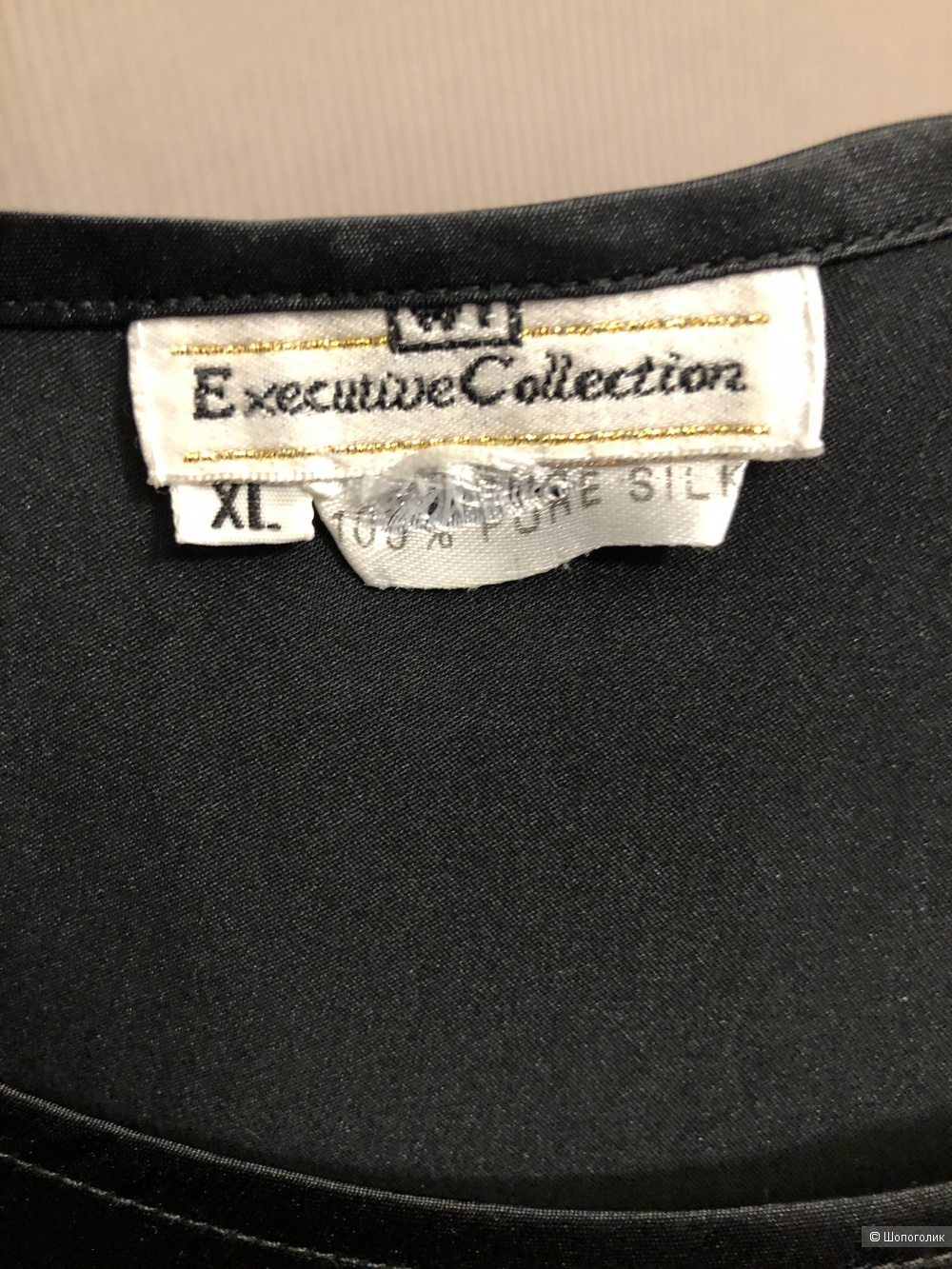 Шелковый черный топ XL