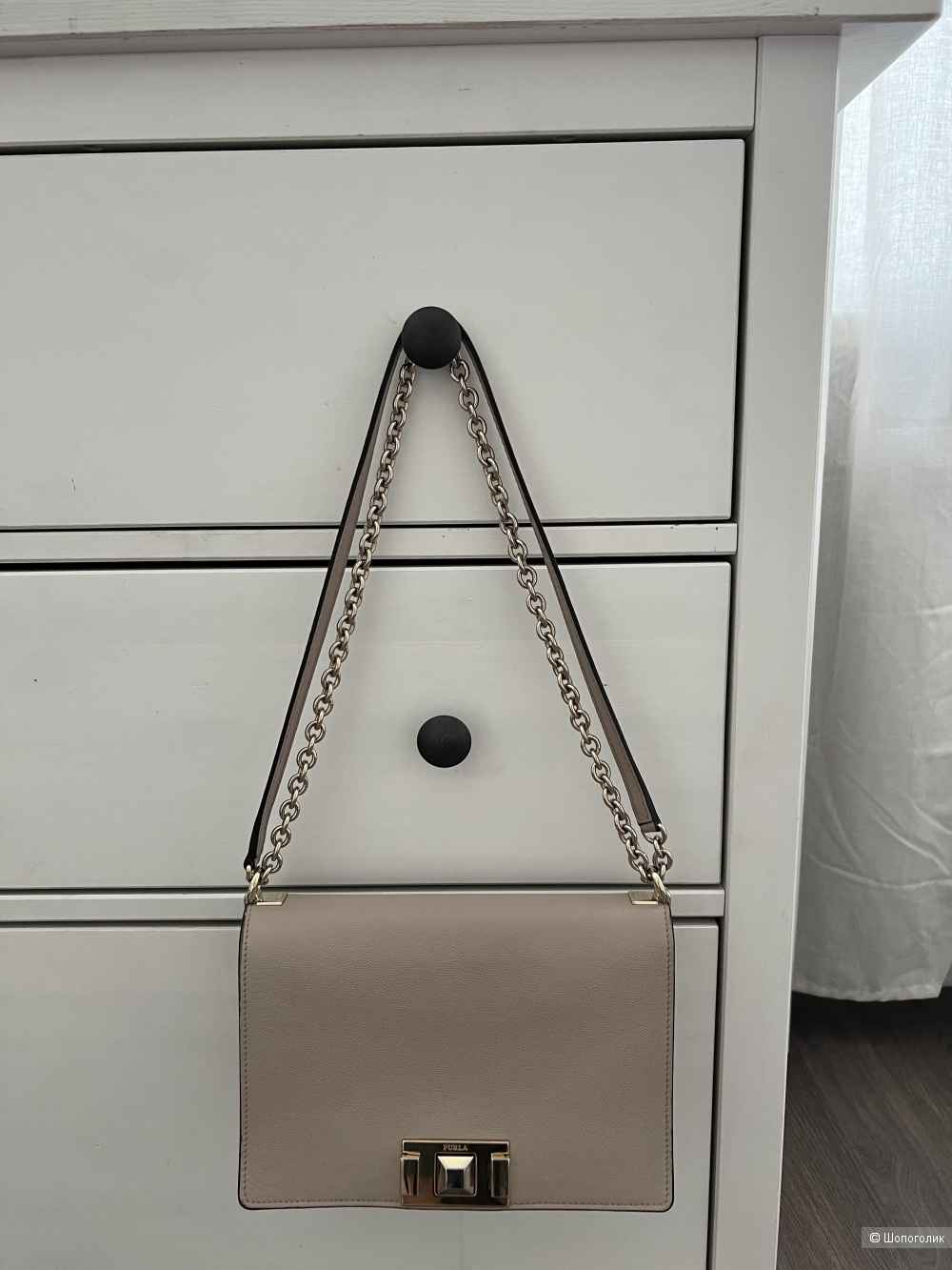Кожаная бежевая сумка Furla Mimi M оригинал