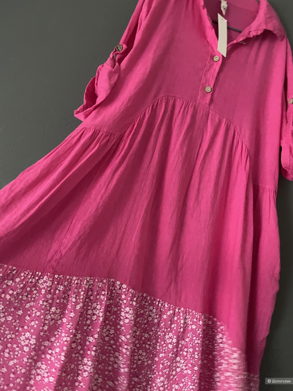Платье бохо шик Puro Lino Fucsia, 50-56