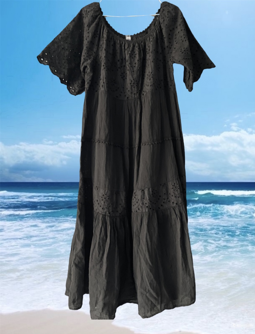 Платье крестьянка шитье Black boho chic italy, one size