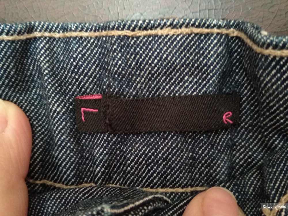 Джинсовая мини юбка в складку, размер L