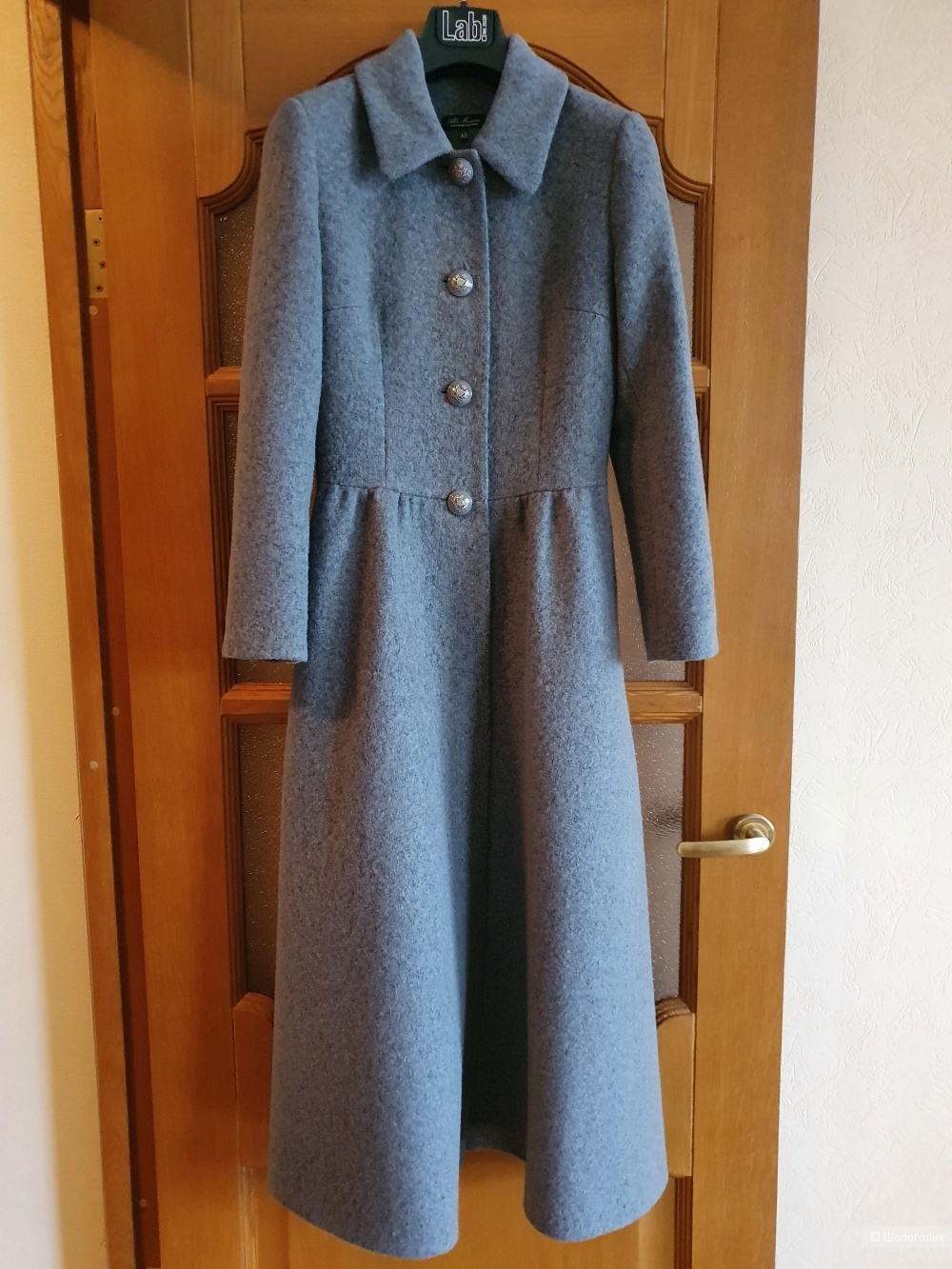 Серое длинное дизайнерское пальто Alex Mazurin, размер 42