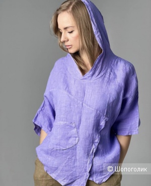 Рубашка блуза лен с капюшоном VIVIERA, one size
