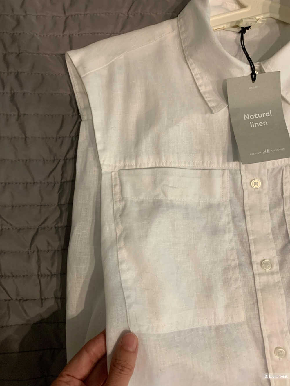 Льняная рубашка H&M, xs,  (оверсайз)