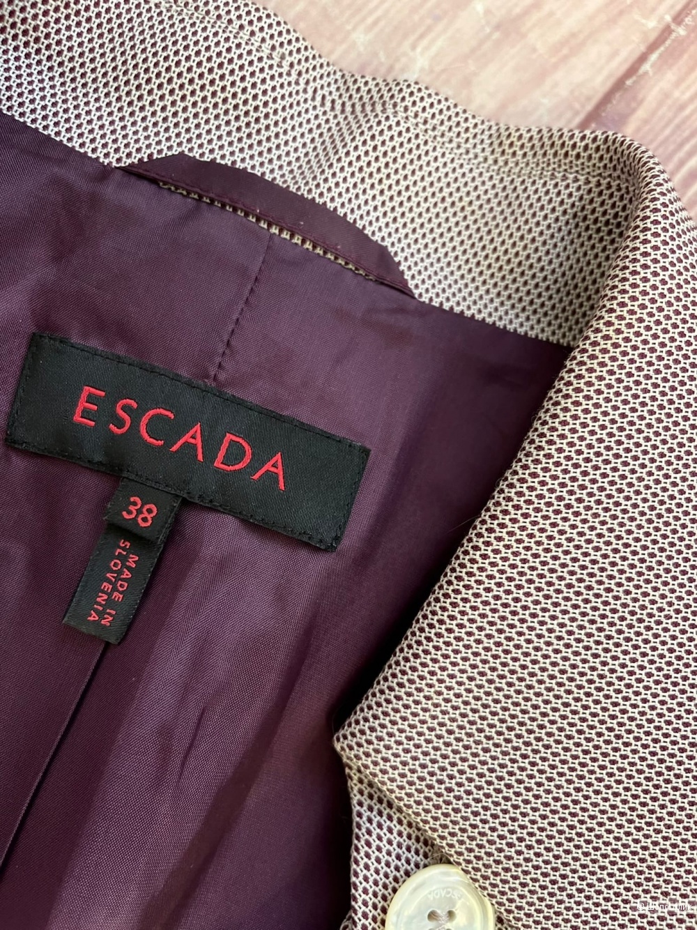 Брючный костюм из хлопка и шелка от Escada S/M