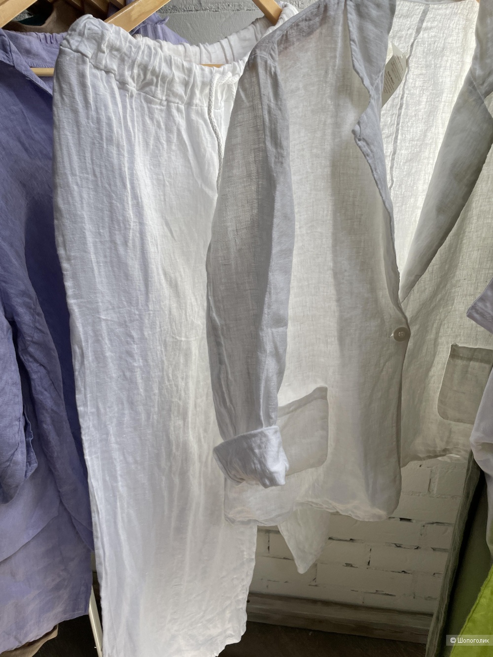 Комплект палаццо брюки Puro lino и футболка туника, plus size