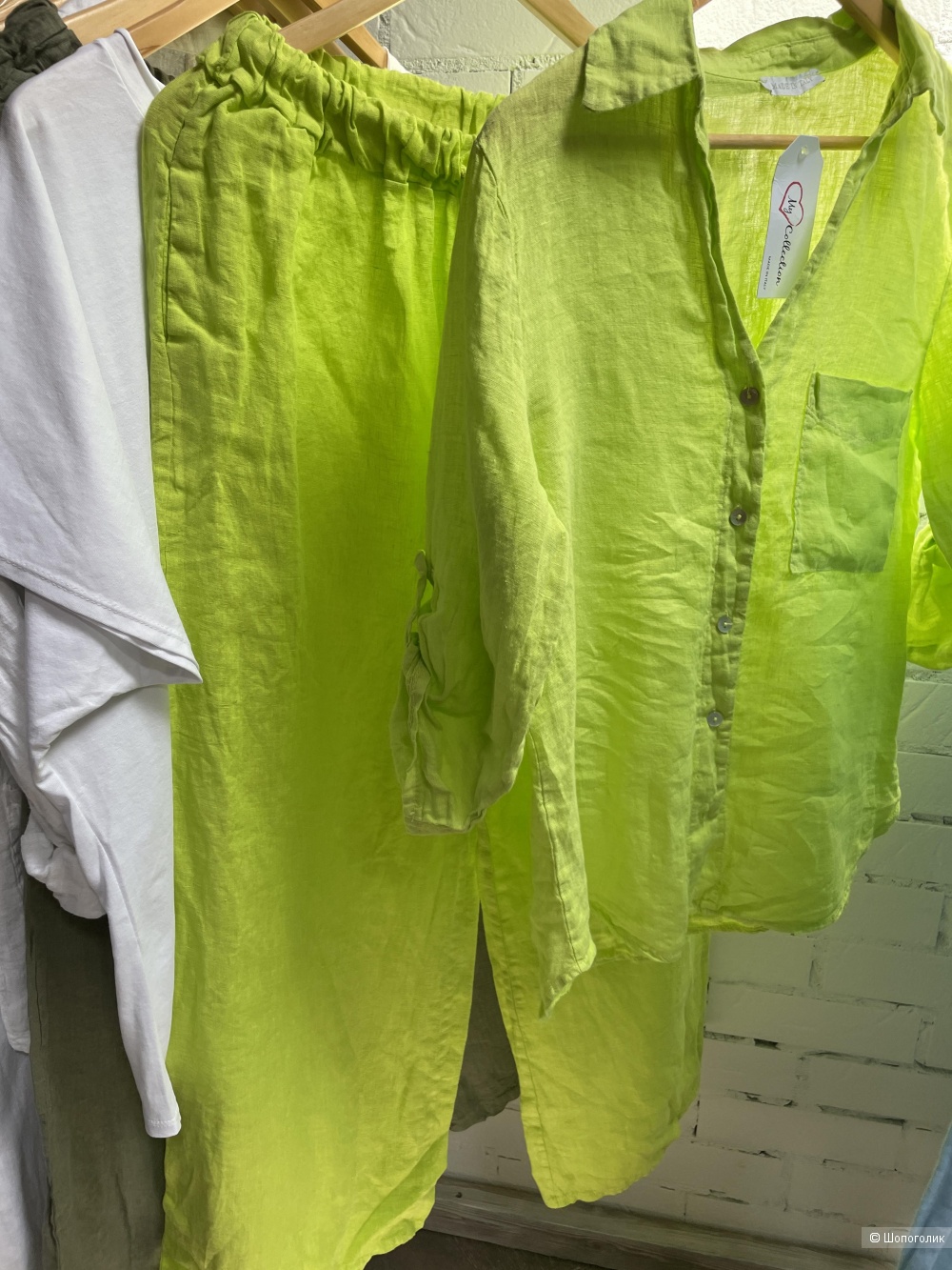 Комплект палаццо брюки Puro lino и футболка туника, plus size