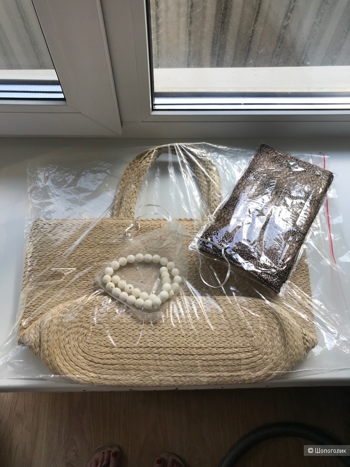 Комплект сумка H&M,бусы коралл,one size