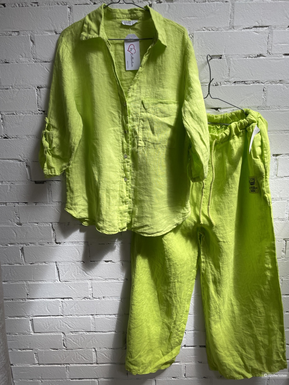 Комплект льняной брюки Puro lino palazzo и рубашка, 42-50