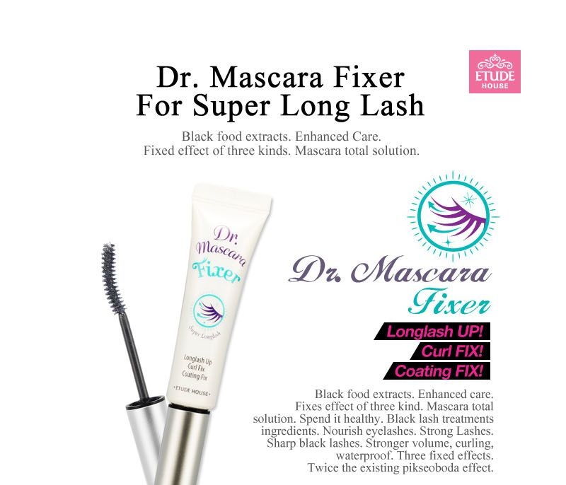 Тушь для ресниц Etude House Dr.Mascara Fixer For Super Long Lash Фиксирующий гель для ресниц с микро волокнами для максимального удлинения