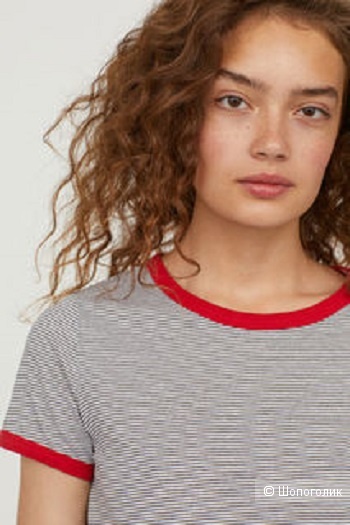 H&M divided футболка в полоску с контрастной отделкой р. 44