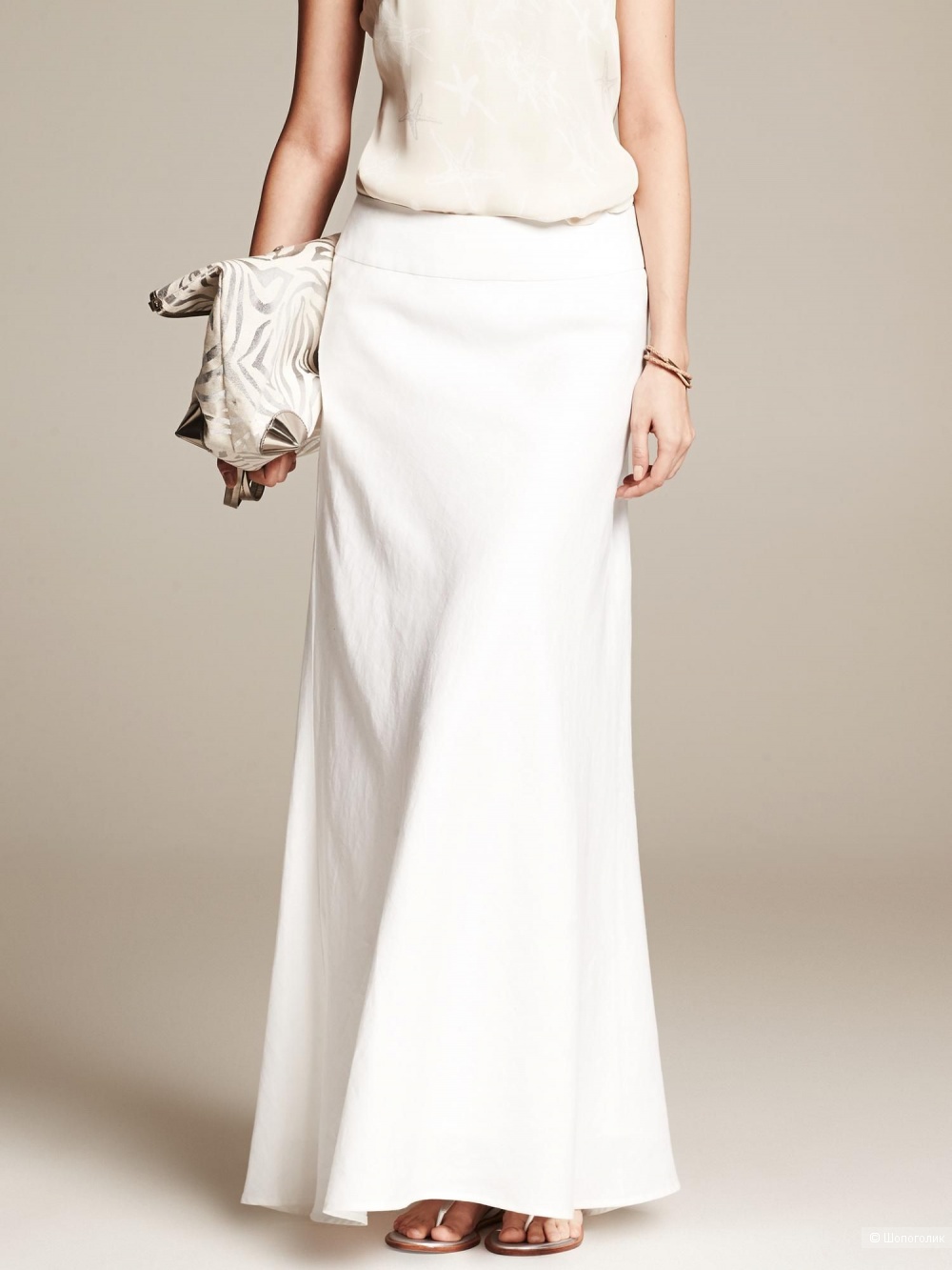 ASOS Maxi Skirt in Linen - White / UK 8 (EU 36)