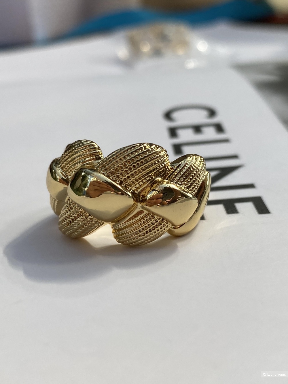 Колечко объёмное с узором плетения