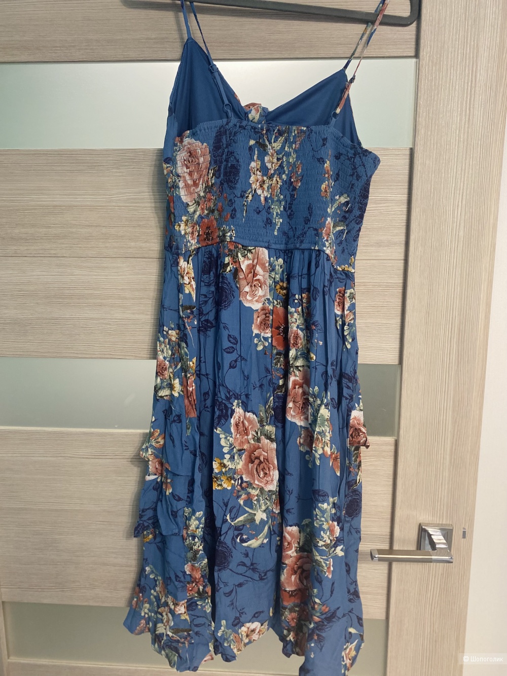 Платье Lottie And Holly frill detail floral print midi dress in blue размер M. Росс. 44-46