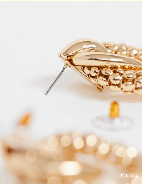 Золотистые серьги с фактурными кольцами ASOS DESIGN, one size