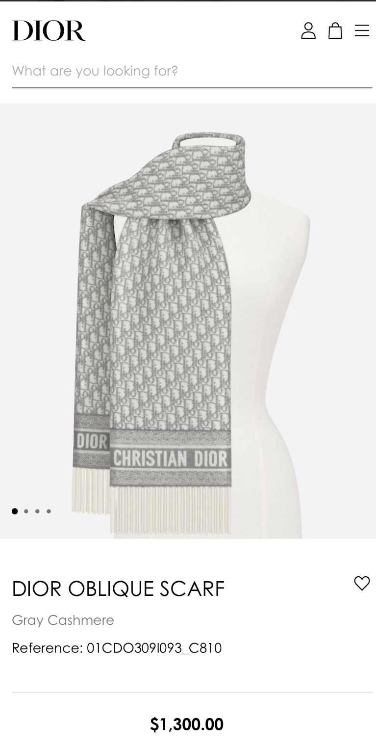 Шарф палантин кашемир в стиле Christian Dior ivory/cream, 185/65