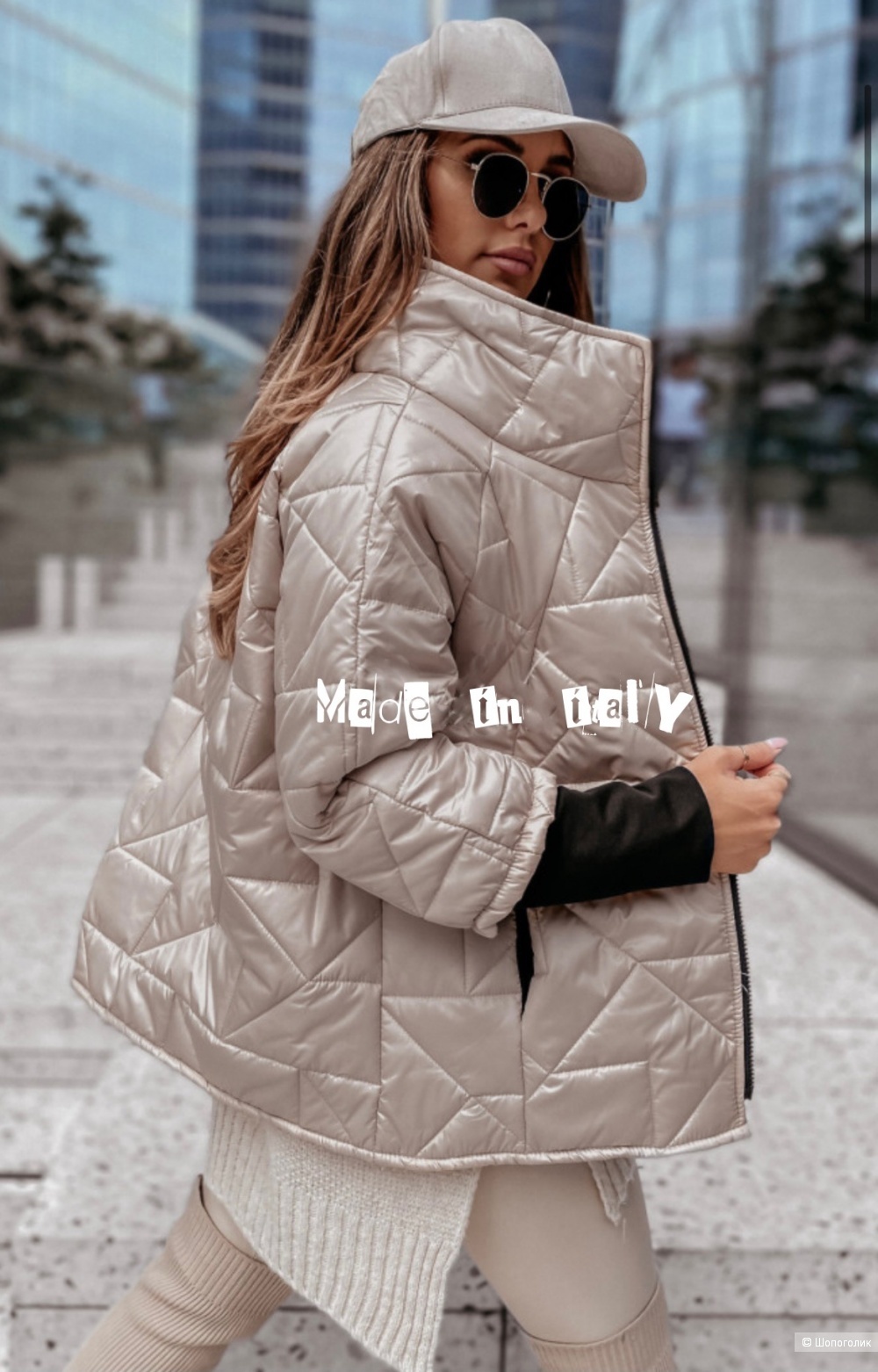 Куртка пальто стеганая комбинированная 100% natural, 42-50