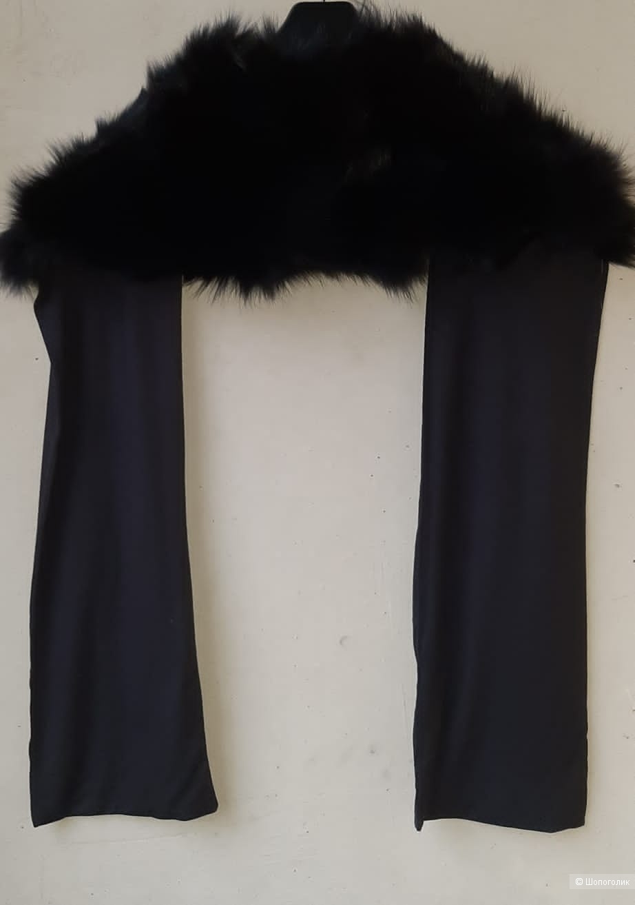 Шелковый с мехом воротник- шарф   , 185 см на 27 см