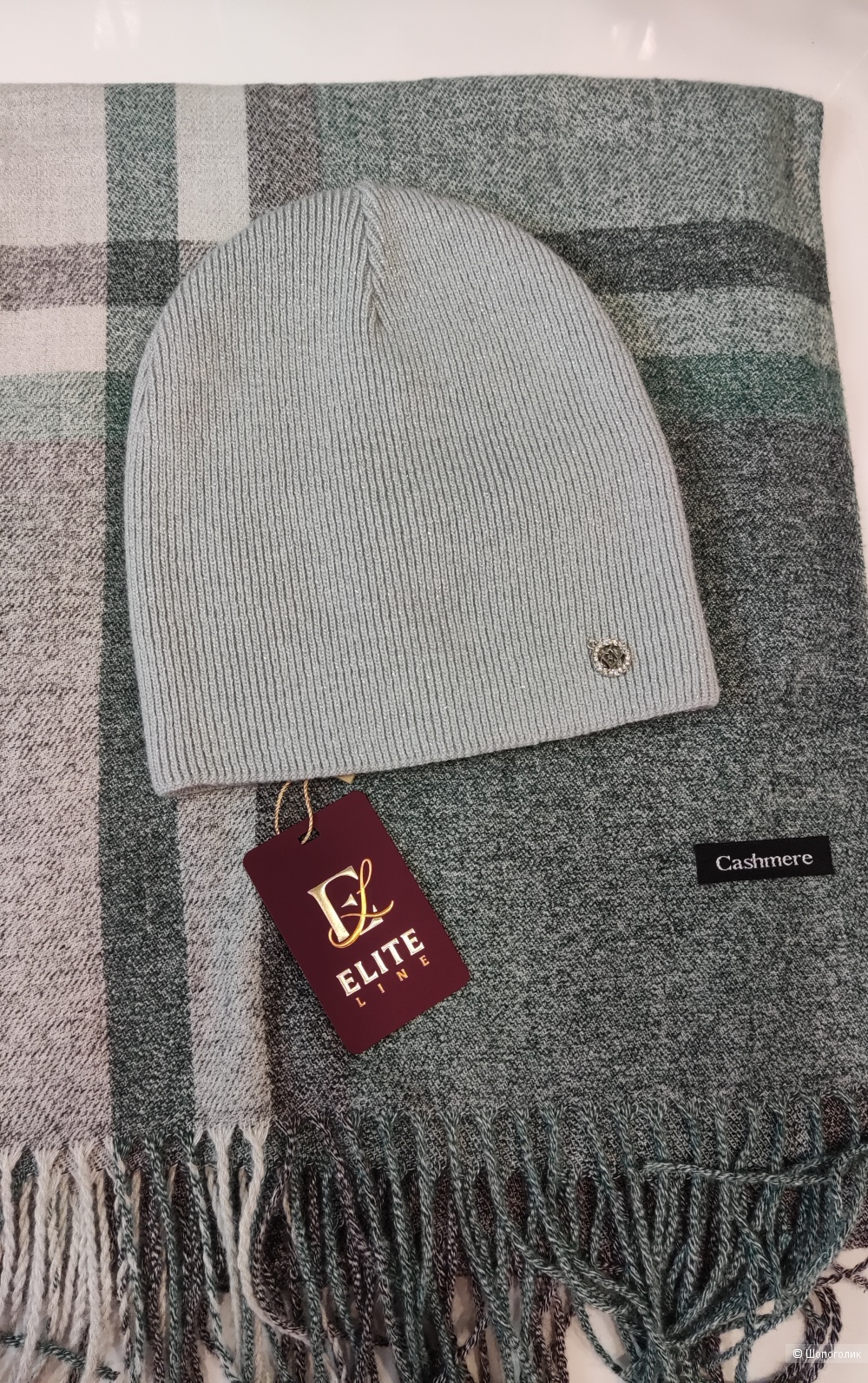 Комплект шапка Elite line + палантин cashmere, 70x200