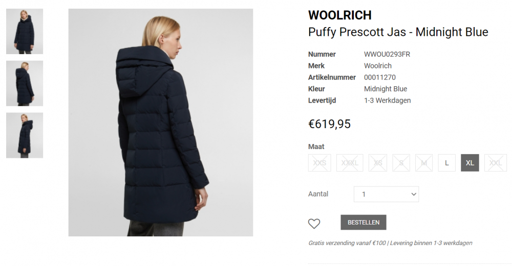 Пуховое пальто   Woolrich, S