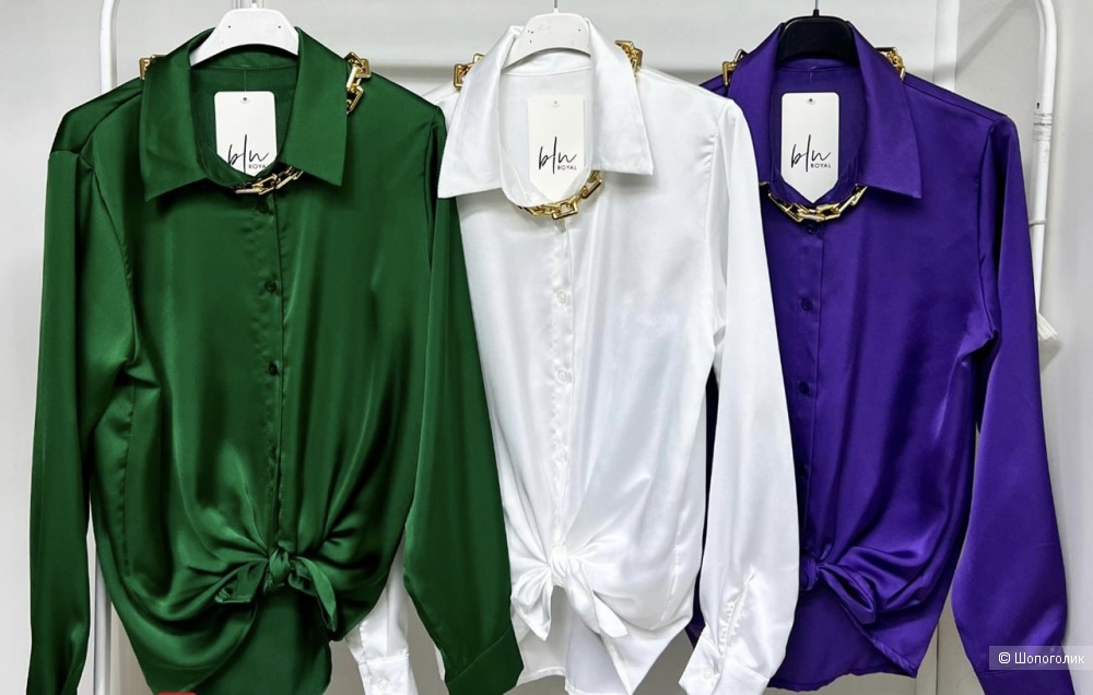 Рубашка блуза атлас с цепью ROYAL, 42-48