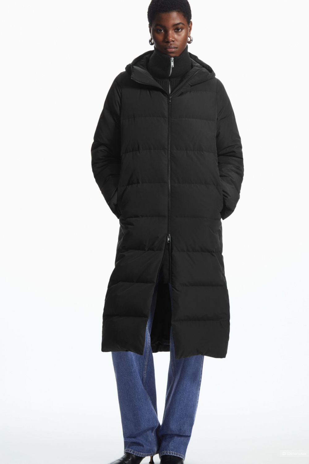 Пуховик COS, темно-синий , размер М