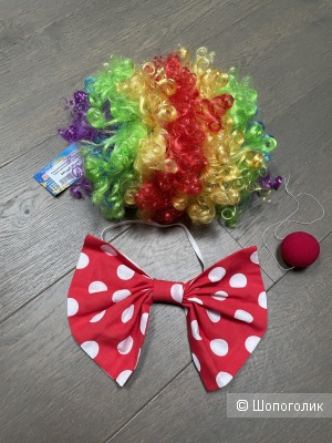Карнавальный костюм клоуна парик/нос/бант Затея, one size