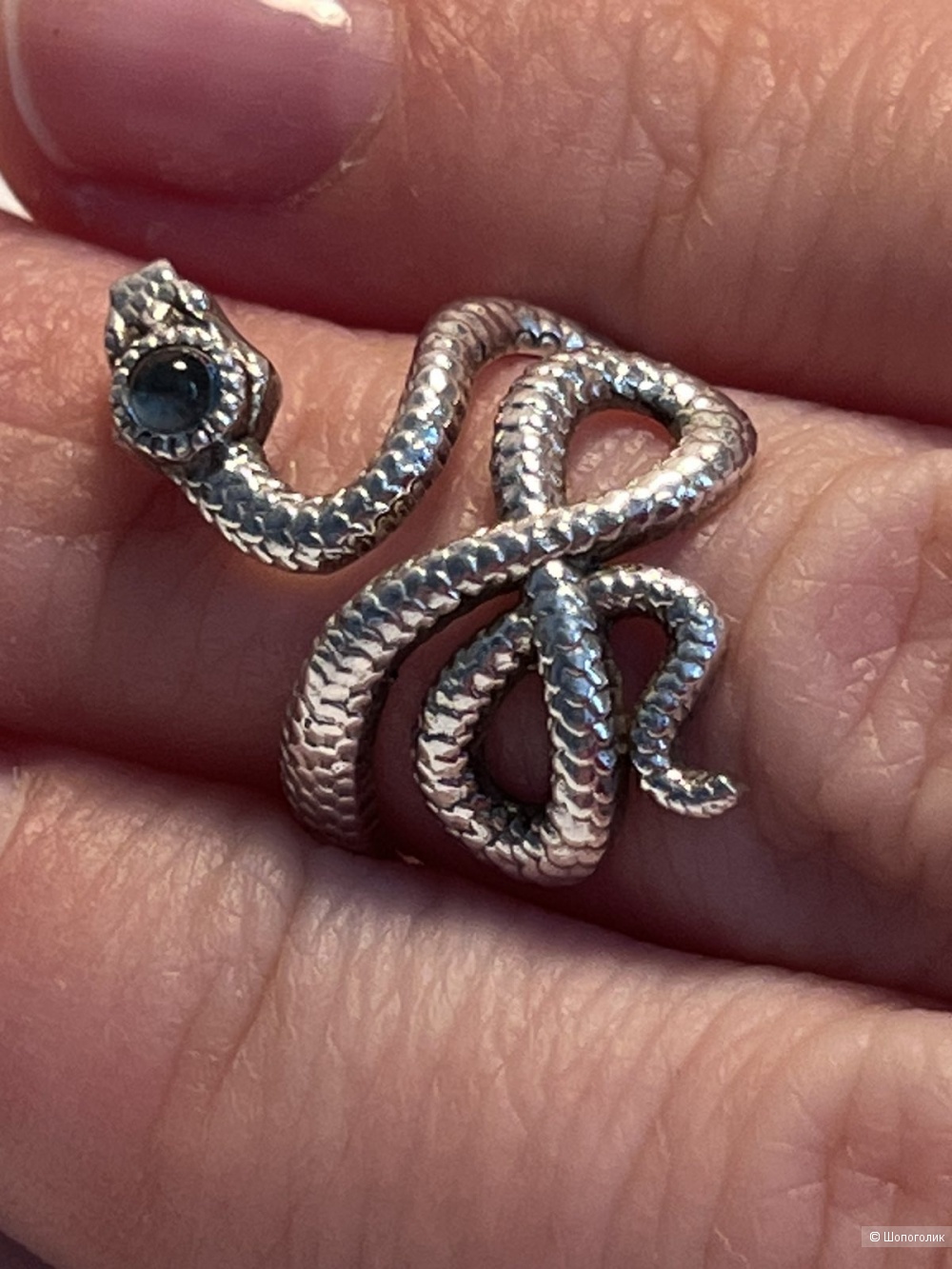 Серебряное кольцо змея Ананта, бренд Точка ветра