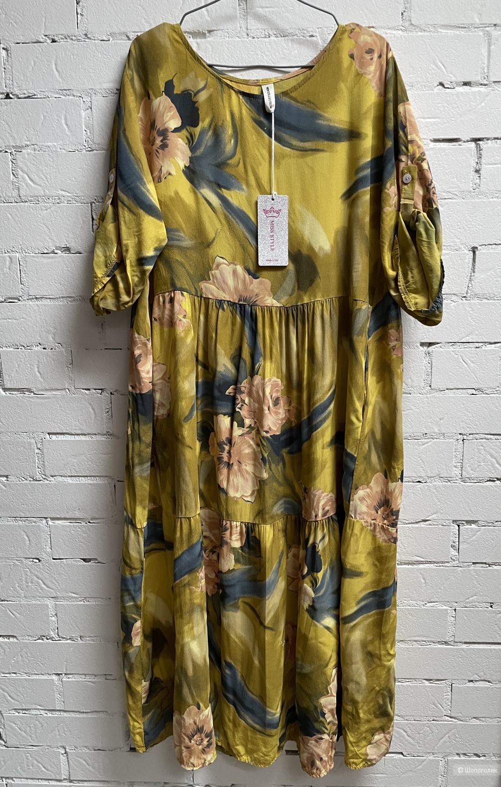 Платье Ярусы штапель Miss Style yellow, 46-54