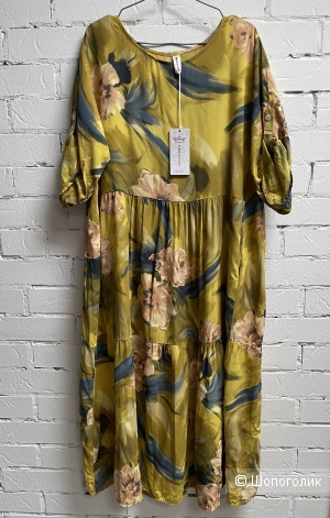 Платье Ярусы штапель Miss Style yellow, 46-54