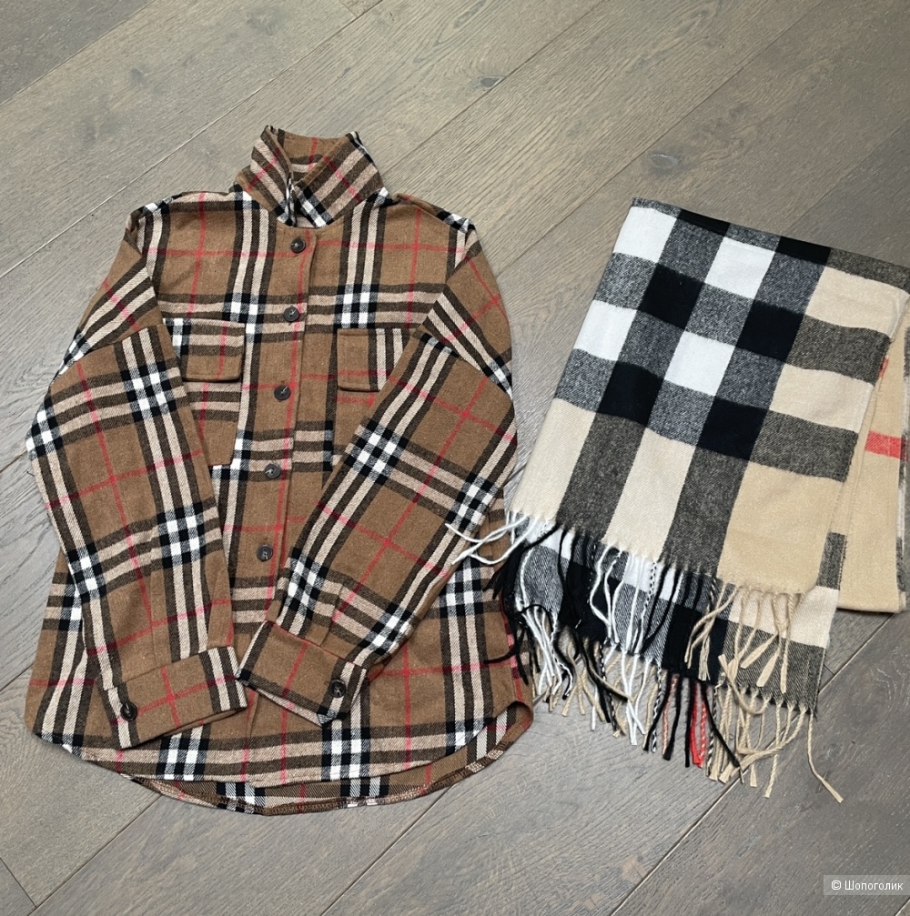 Сет рубашка и шарф под burberry, one size